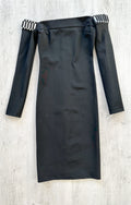 DAVID KOMA Black Embellished Detail Off Shoulder Long Sleeve Dress - House Of Huntington