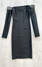 DAVID KOMA Black Embellished Detail Off Shoulder Long Sleeve Dress - House Of Huntington