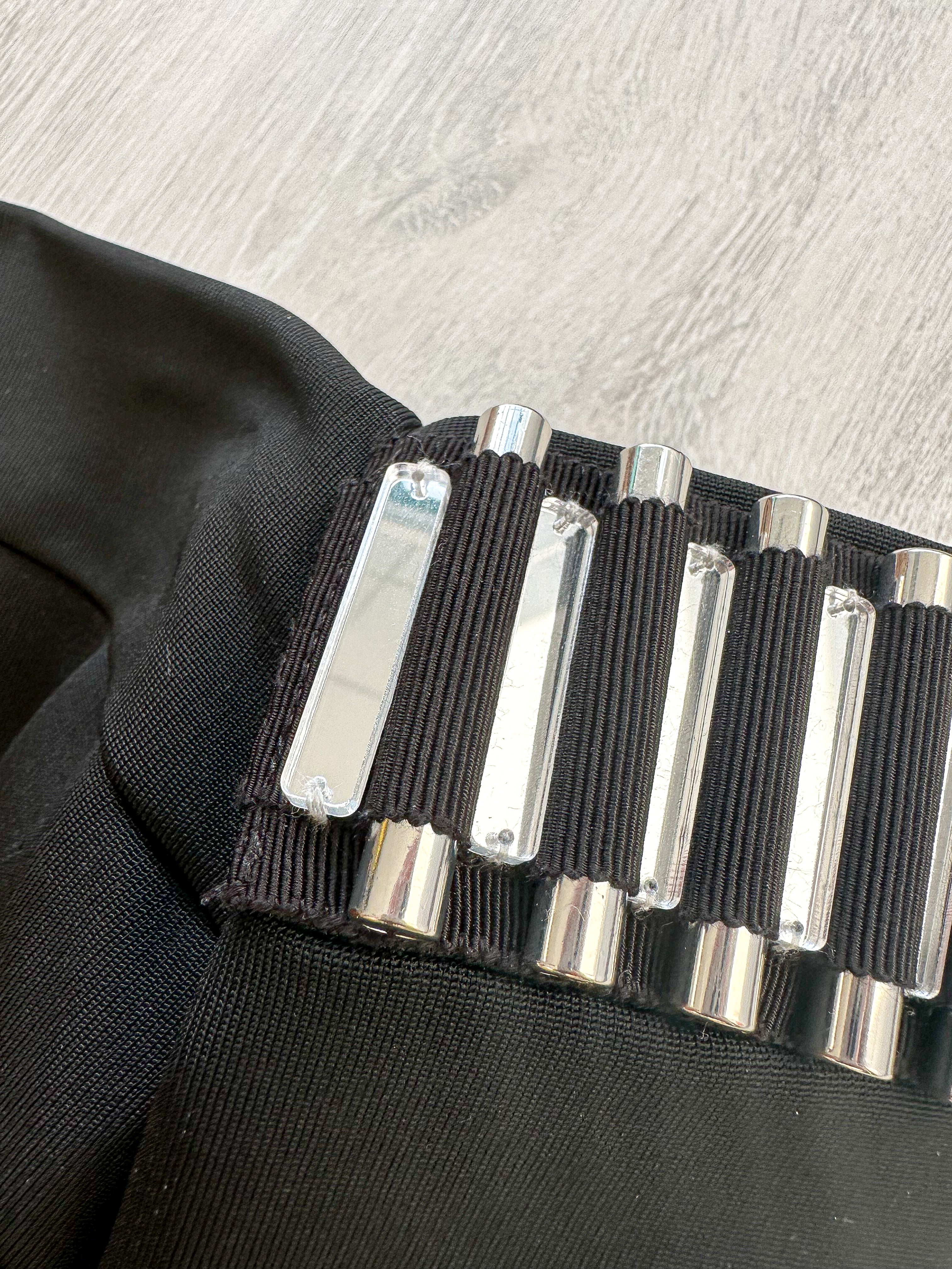 DAVID KOMA Black Embellished Detail Off Shoulder Long Sleeve Dress - House Of Huntington