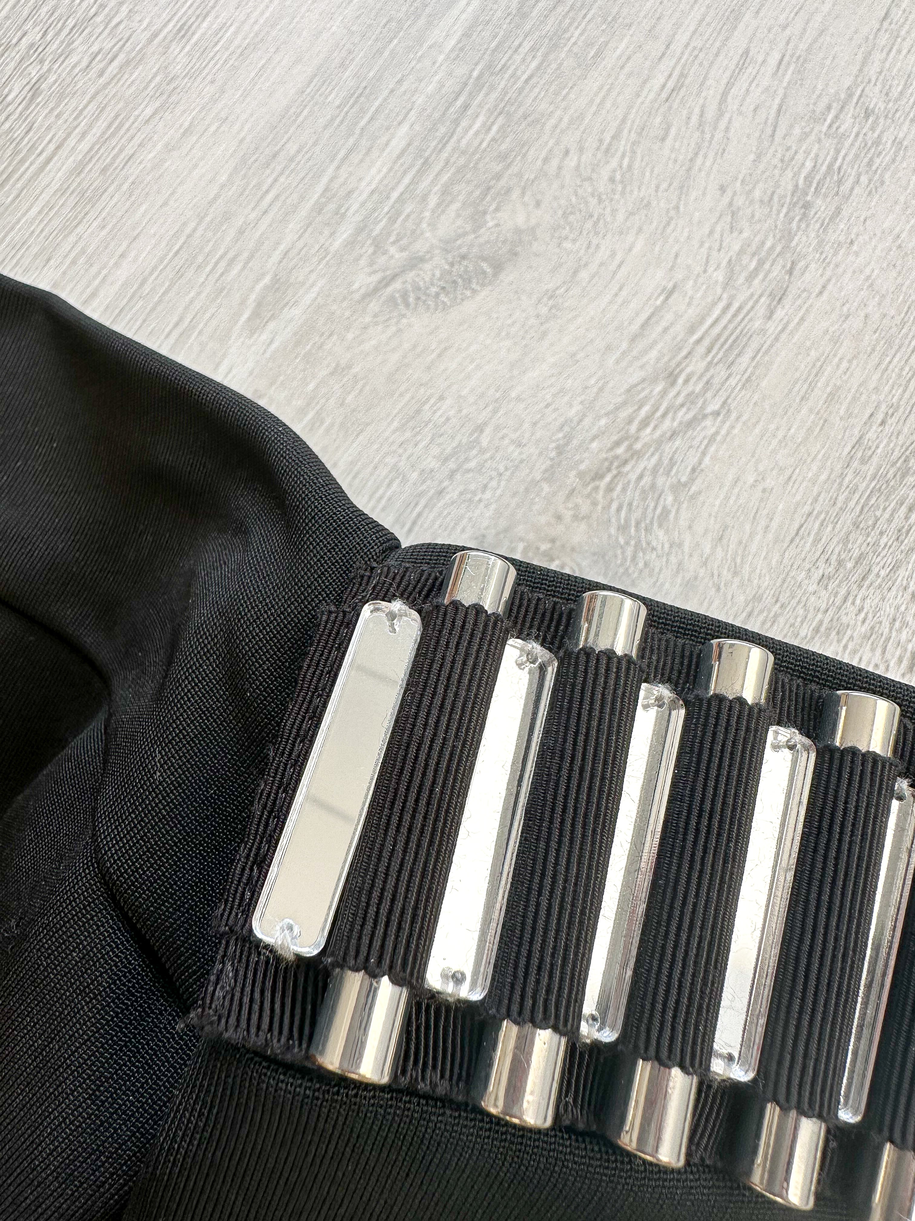 DAVID KOMA Black Embellished Detail Off Shoulder Long Sleeve Dress - House Of Huntington