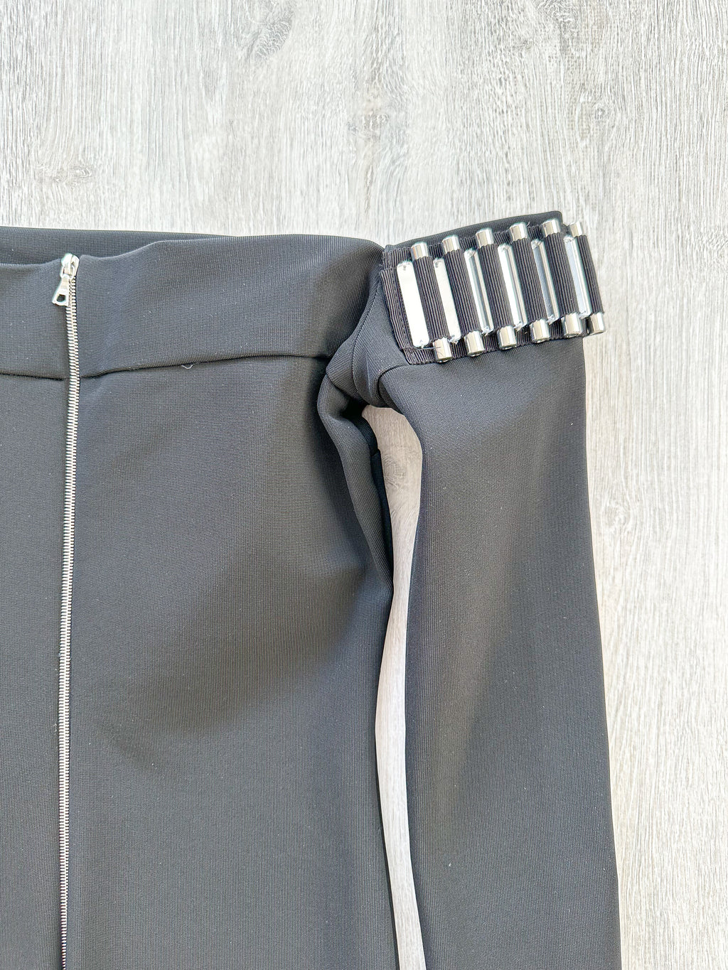 DAVID KOMA Black Embellished Detail Off Shoulder Long Sleeve Dress - House Of Huntington