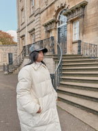 Nina Ricci White Duck Down Puffer Padded Logo Oversized Coat
