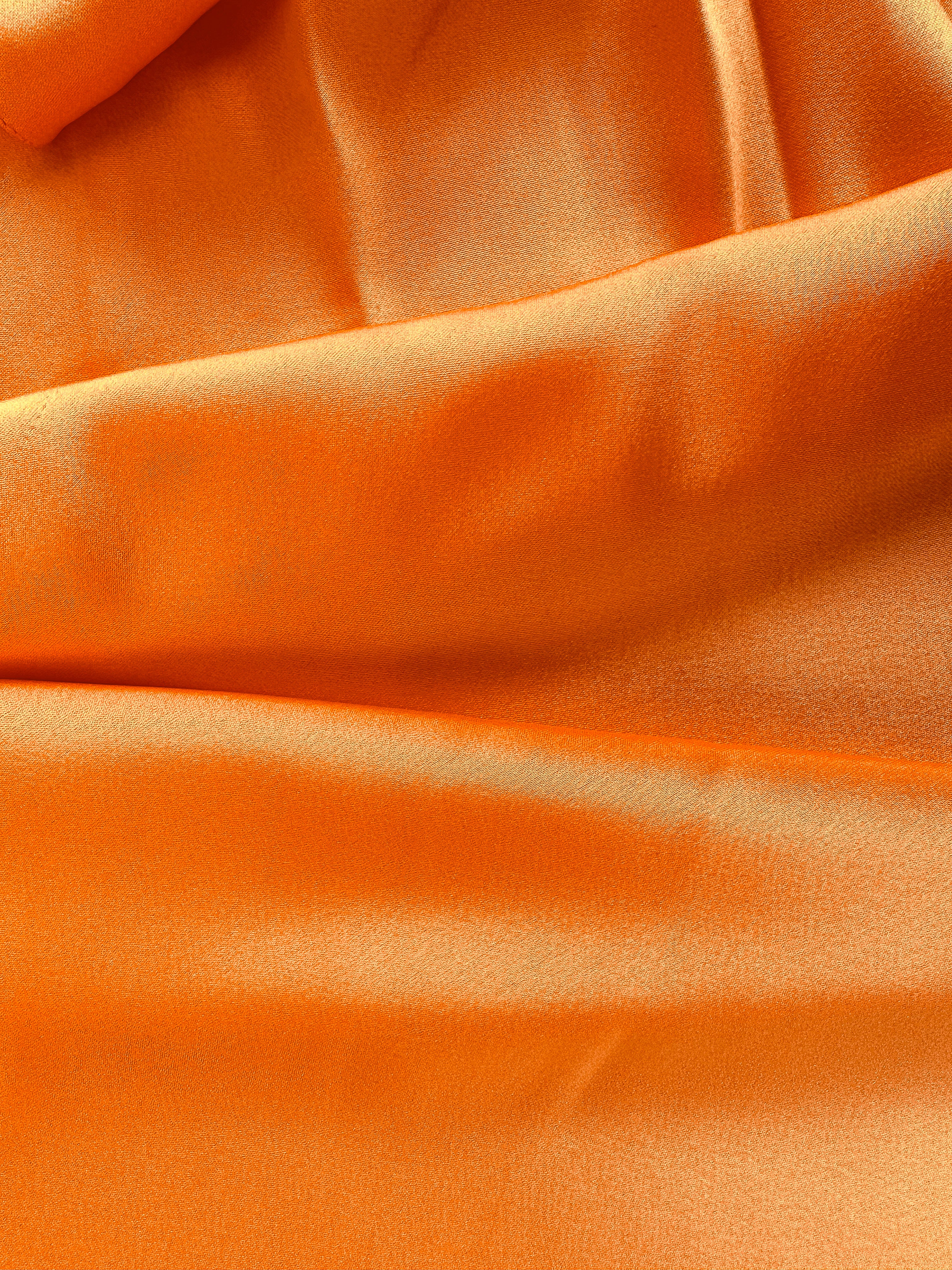 DAVID KOMA Orange Satin High Neck Drape Detail Sleeveless Top - House Of Huntington