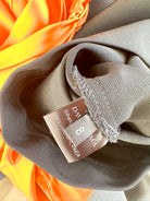 DAVID KOMA Orange Satin High Neck Drape Detail Sleeveless Top - House Of Huntington