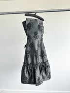 The Vampire's Wife Endurance Black Floral Jacquard Satin Strapless Dress - House Of Huntington