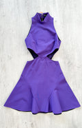 DAVID KOMA Purple Cut-out Waist Fit Flare Skater Dress - House Of Huntington