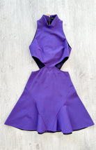 DAVID KOMA Purple Cut-out Waist Fit Flare Skater Dress - House Of Huntington