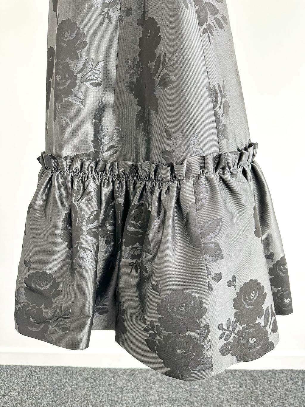 The Vampire's Wife Endurance Black Floral Jacquard Satin Strapless Dress - House Of Huntington