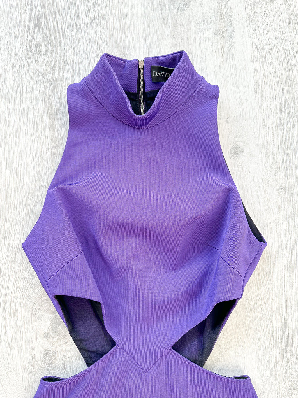 DAVID KOMA Purple Cut-out Waist Fit Flare Skater Dress - House Of Huntington