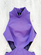 DAVID KOMA Purple Cut-out Waist Fit Flare Skater Dress - House Of Huntington