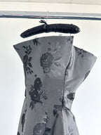 The Vampire's Wife Endurance Black Floral Jacquard Satin Strapless Dress - House Of Huntington