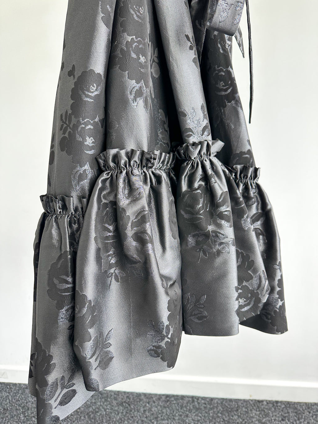 The Vampire's Wife Endurance Black Floral Jacquard Satin Strapless Dress - House Of Huntington