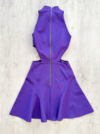 DAVID KOMA Purple Cut-out Waist Fit Flare Skater Dress - House Of Huntington