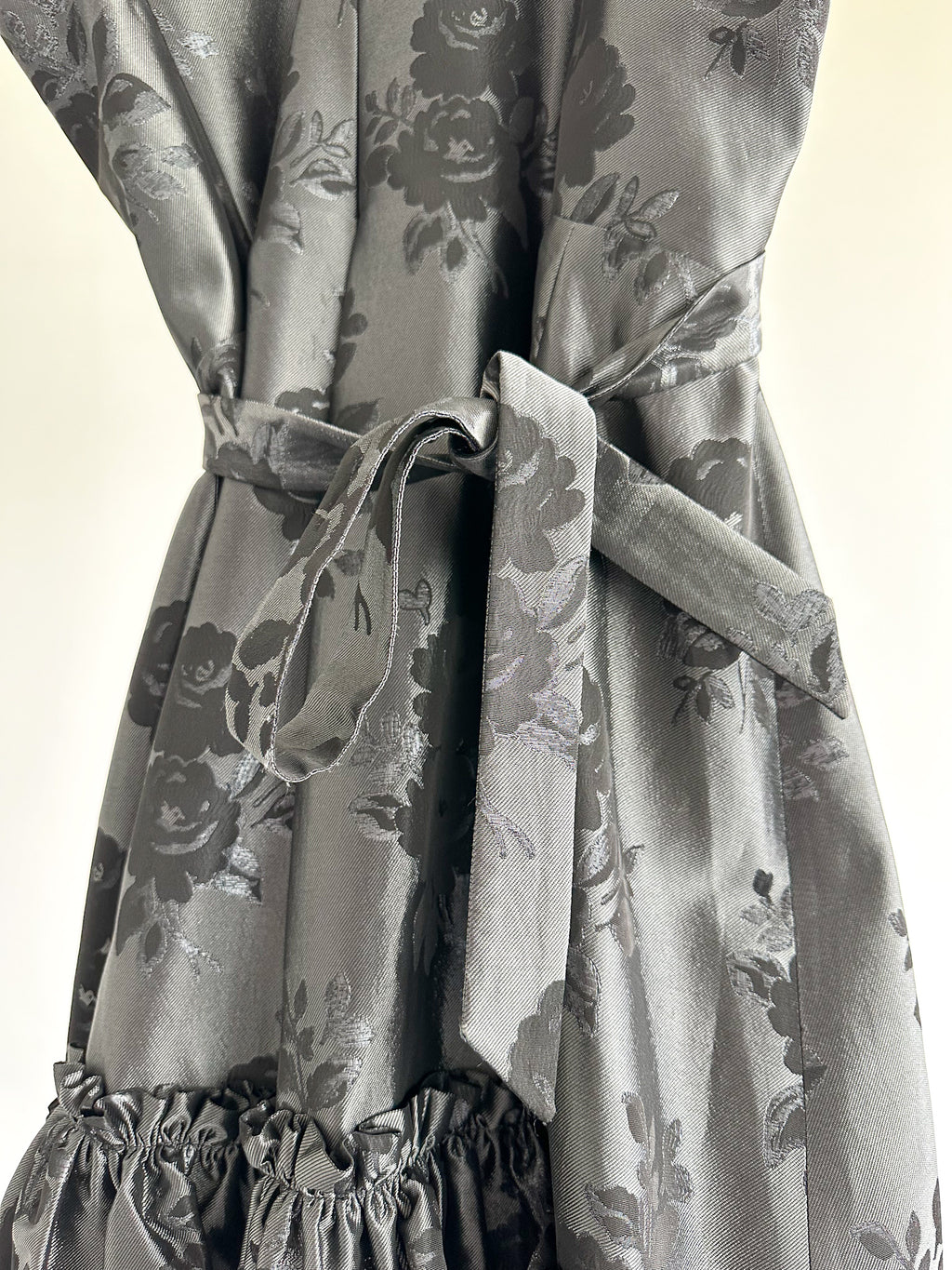 The Vampire's Wife Endurance Black Floral Jacquard Satin Strapless Dress - House Of Huntington