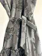 The Vampire's Wife Endurance Black Floral Jacquard Satin Strapless Dress - House Of Huntington