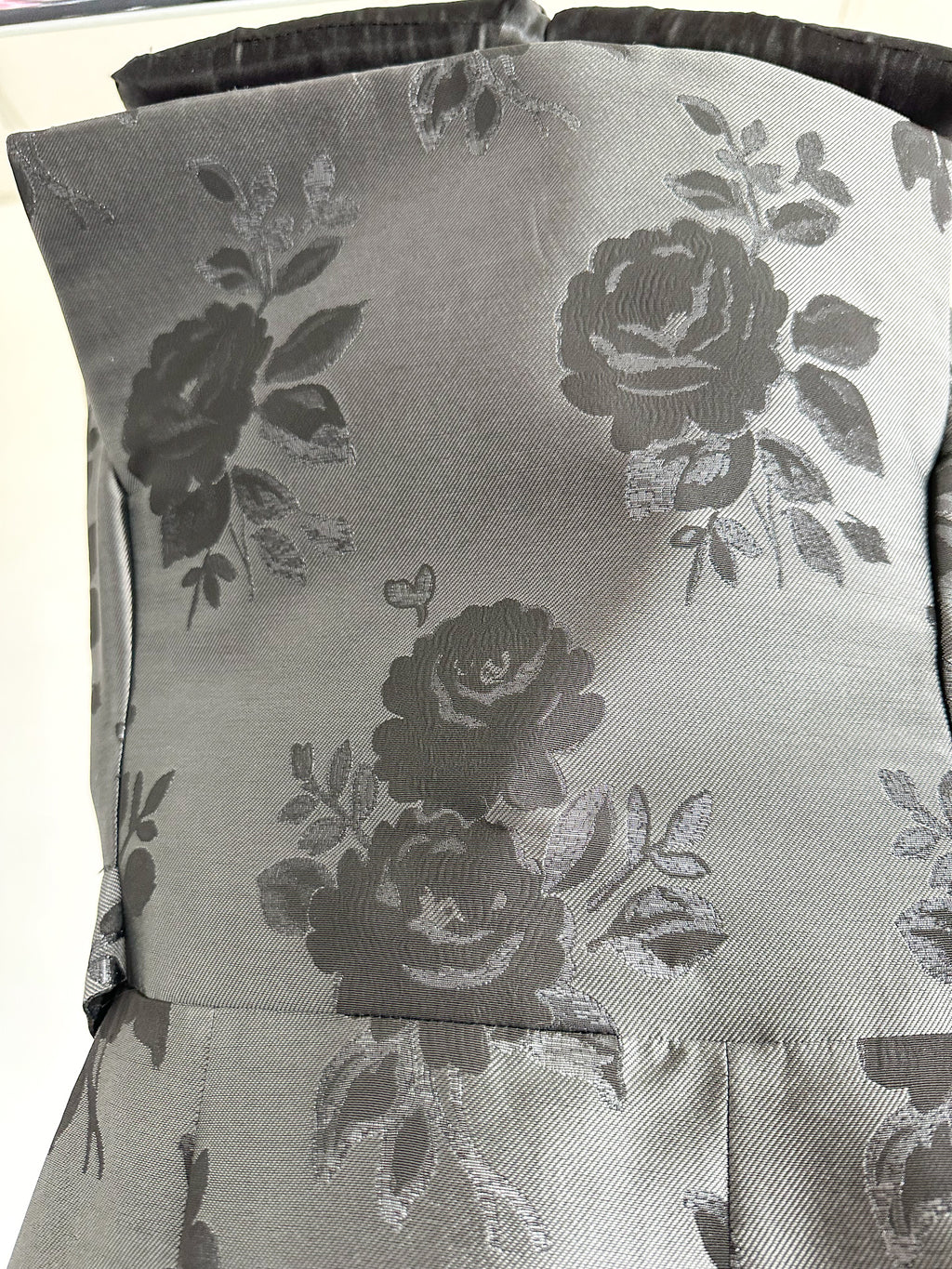 The Vampire's Wife Endurance Black Floral Jacquard Satin Strapless Dress - House Of Huntington