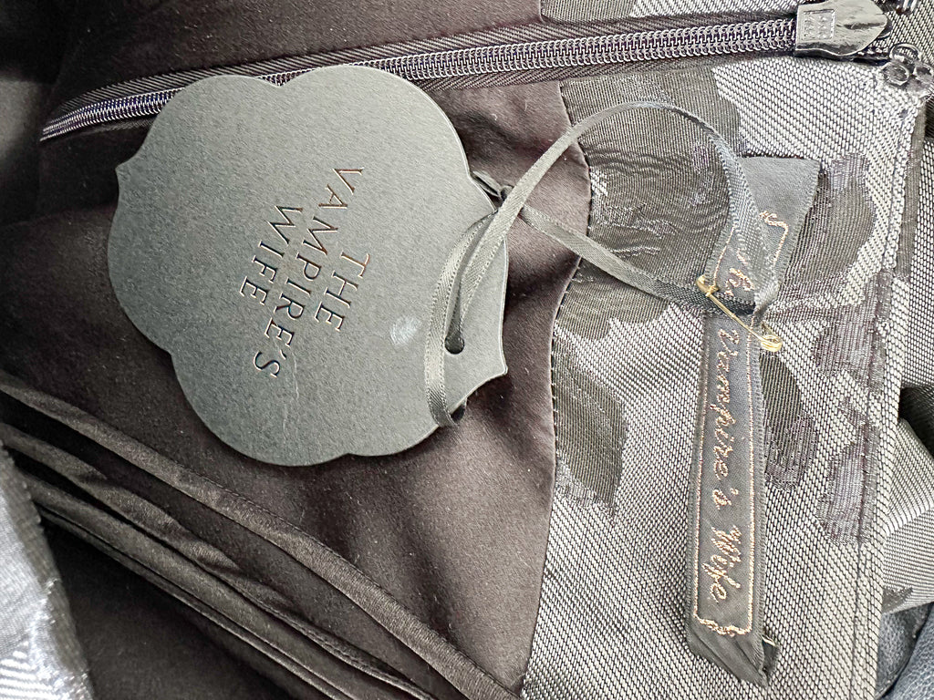 The Vampire's Wife Endurance Black Floral Jacquard Satin Strapless Dress - House Of Huntington