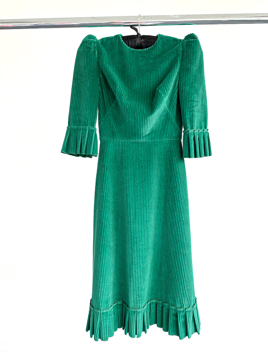 The Vampire's Wife Emerald Green Festival Jumbo Cord Day Length Dress - House Of Huntington