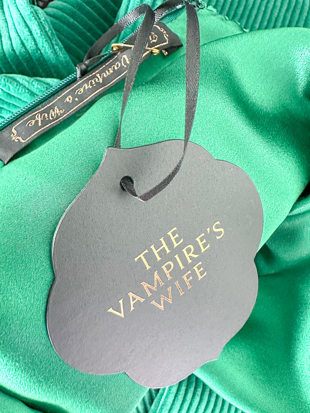 The Vampire's Wife Emerald Green Festival Jumbo Cord Day Length Dress - House Of Huntington