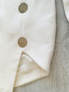 DAVID KOMA White One Shoulder High Leg Cut Button Detail Crepe Midi Dress - House Of Huntington