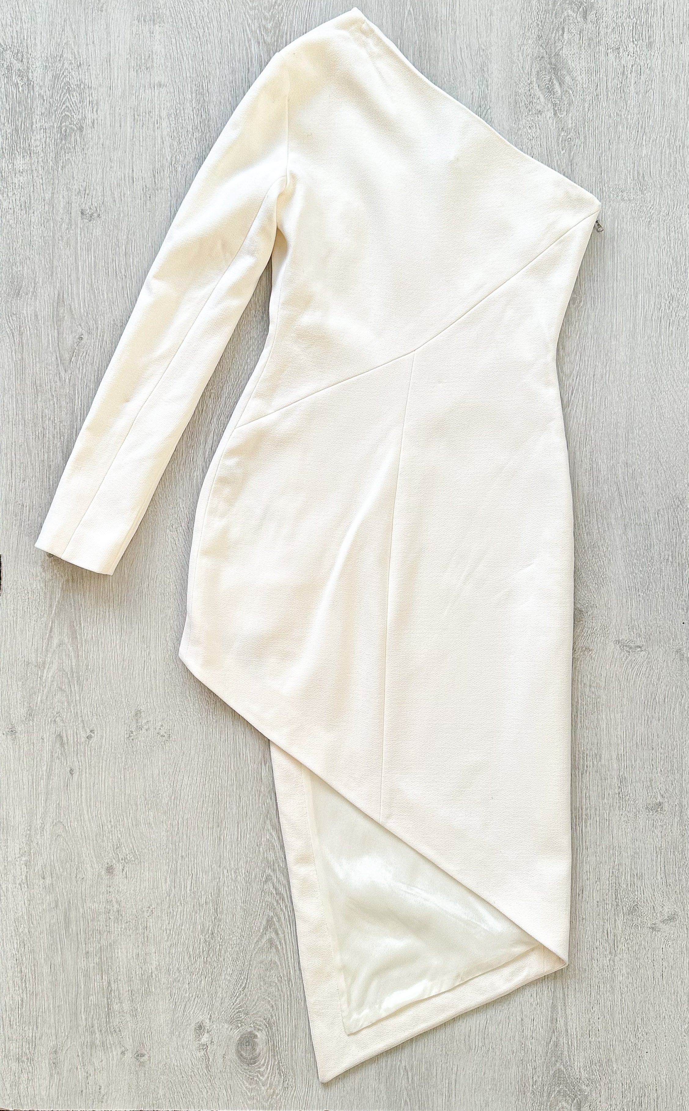 DAVID KOMA White One Shoulder High Leg Cut Button Detail Crepe Midi Dress - House Of Huntington