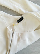 DAVID KOMA White One Shoulder High Leg Cut Button Detail Crepe Midi Dress - House Of Huntington
