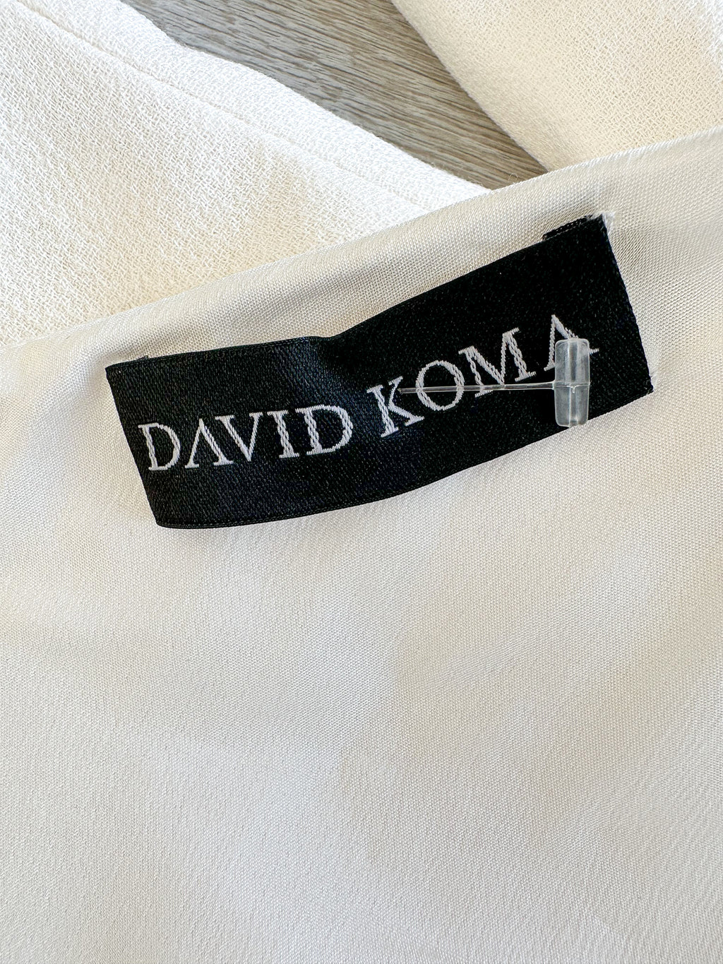 DAVID KOMA White One Shoulder High Leg Cut Button Detail Crepe Midi Dress - House Of Huntington