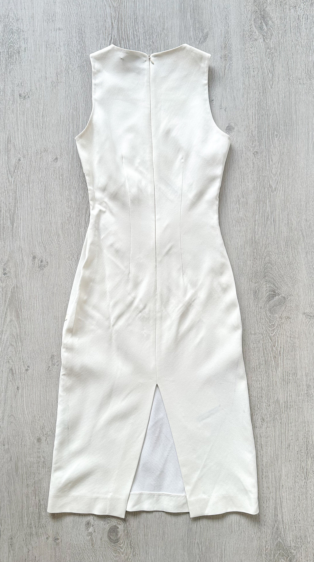 DAVID KOMA White Crepe Leather Applique Mesh Detail Sleeveless Dress - House Of Huntington