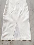 DAVID KOMA White Crepe Leather Applique Mesh Detail Sleeveless Dress - House Of Huntington