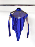 Mugler Alien Illusion Shaping Purple Logo Embossed Bodysuit