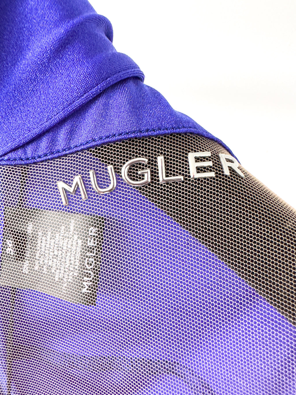 Mugler Alien Illusion Shaping Purple Logo Embossed Bodysuit