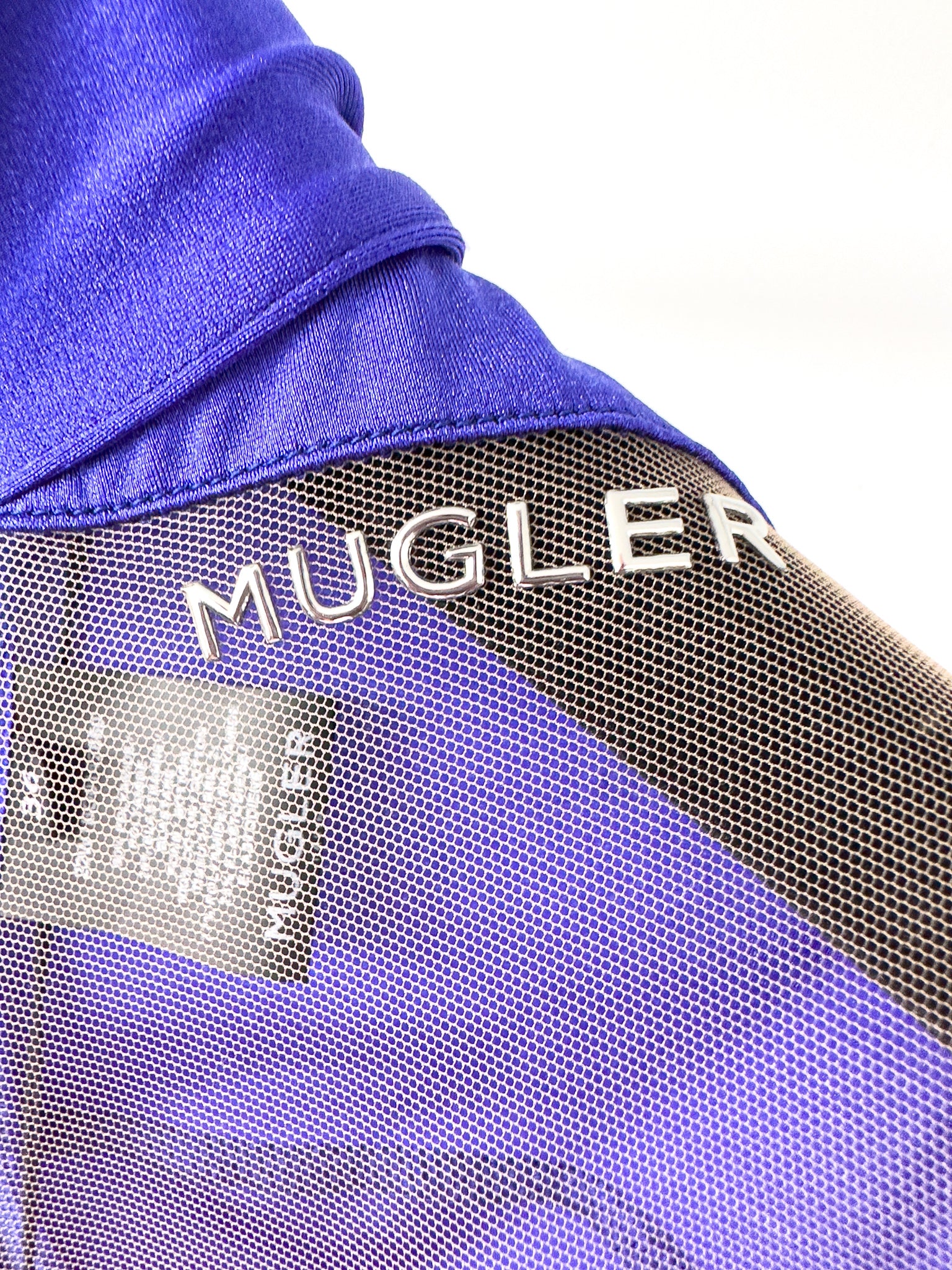 Mugler Alien Illusion Shaping Purple Logo Embossed Bodysuit
