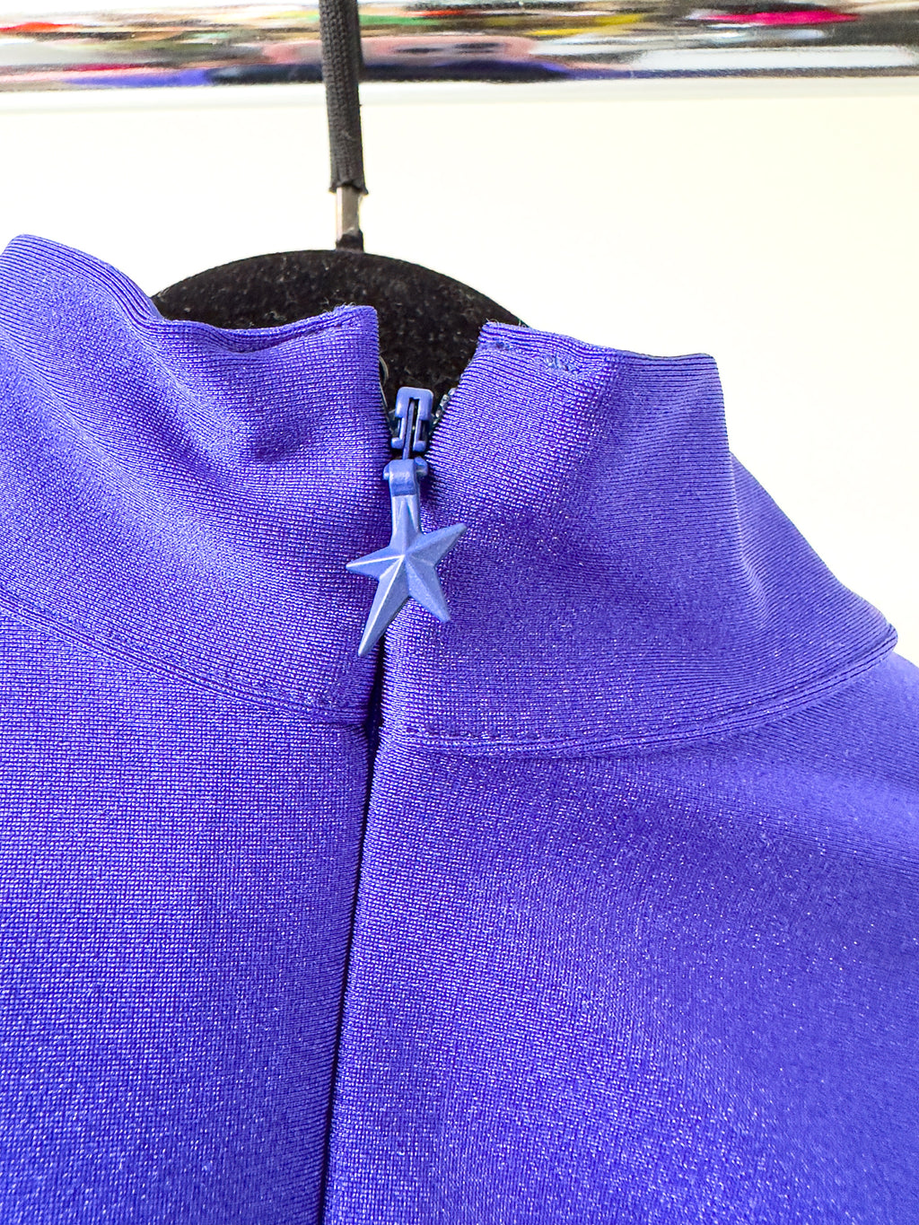 Mugler Alien Illusion Shaping Purple Logo Embossed Bodysuit