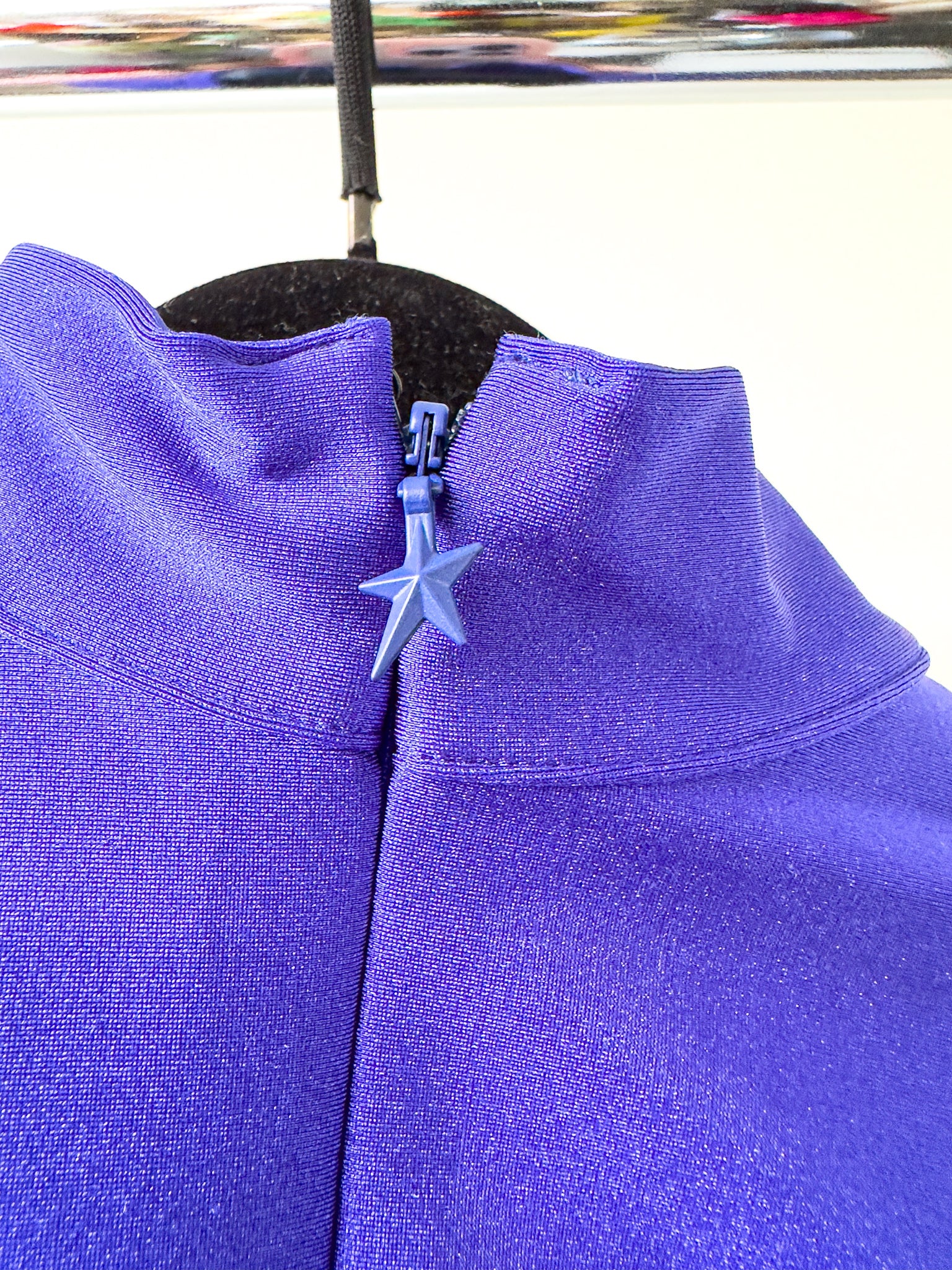 Mugler Alien Illusion Shaping Purple Logo Embossed Bodysuit