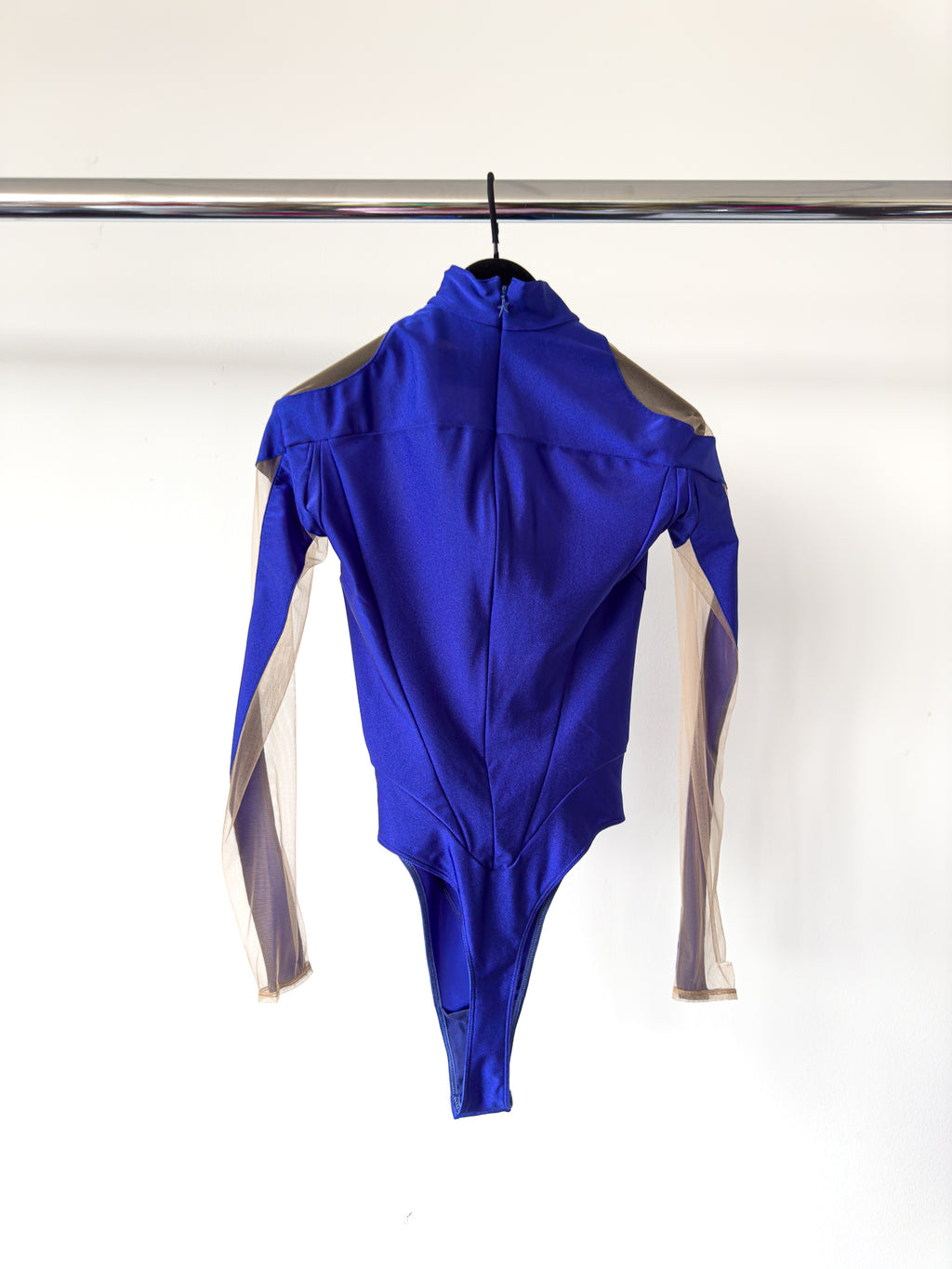 Mugler Alien Illusion Shaping Purple Logo Embossed Bodysuit
