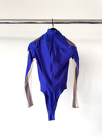 Mugler Alien Illusion Shaping Purple Logo Embossed Bodysuit