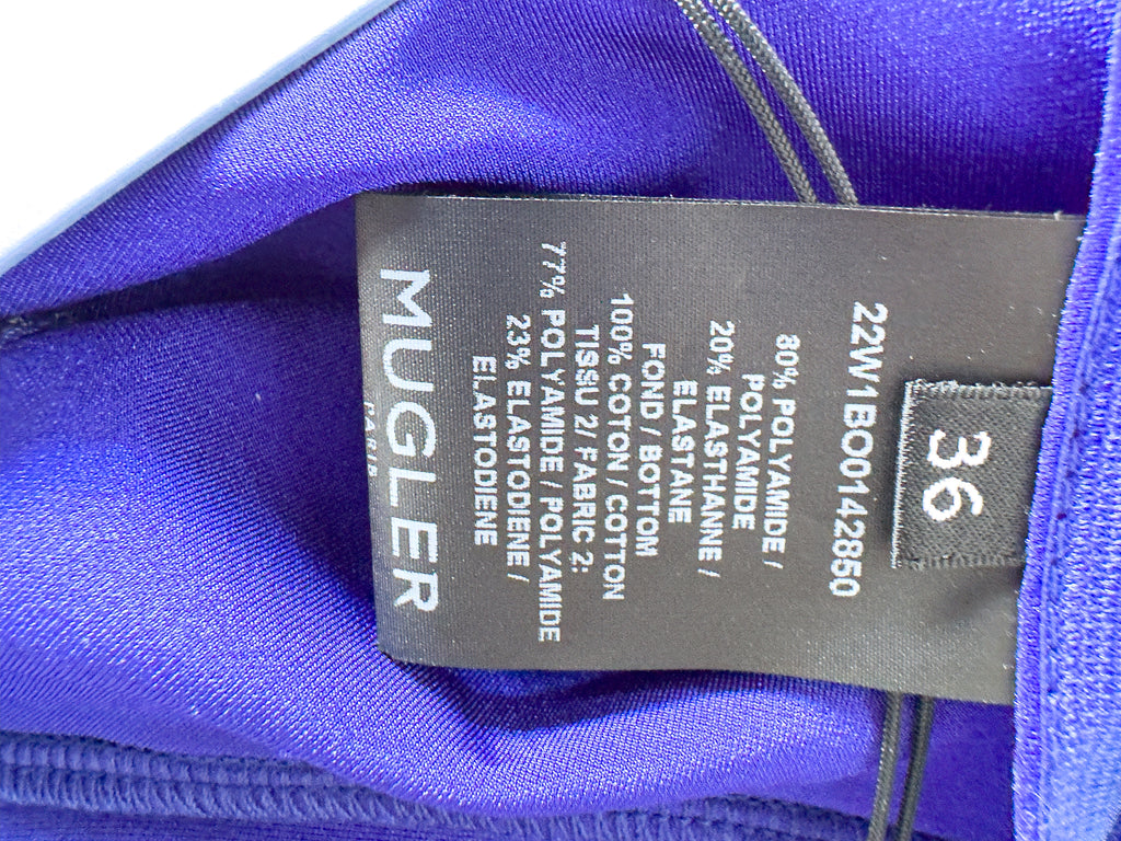 Mugler Alien Illusion Shaping Purple Logo Embossed Bodysuit