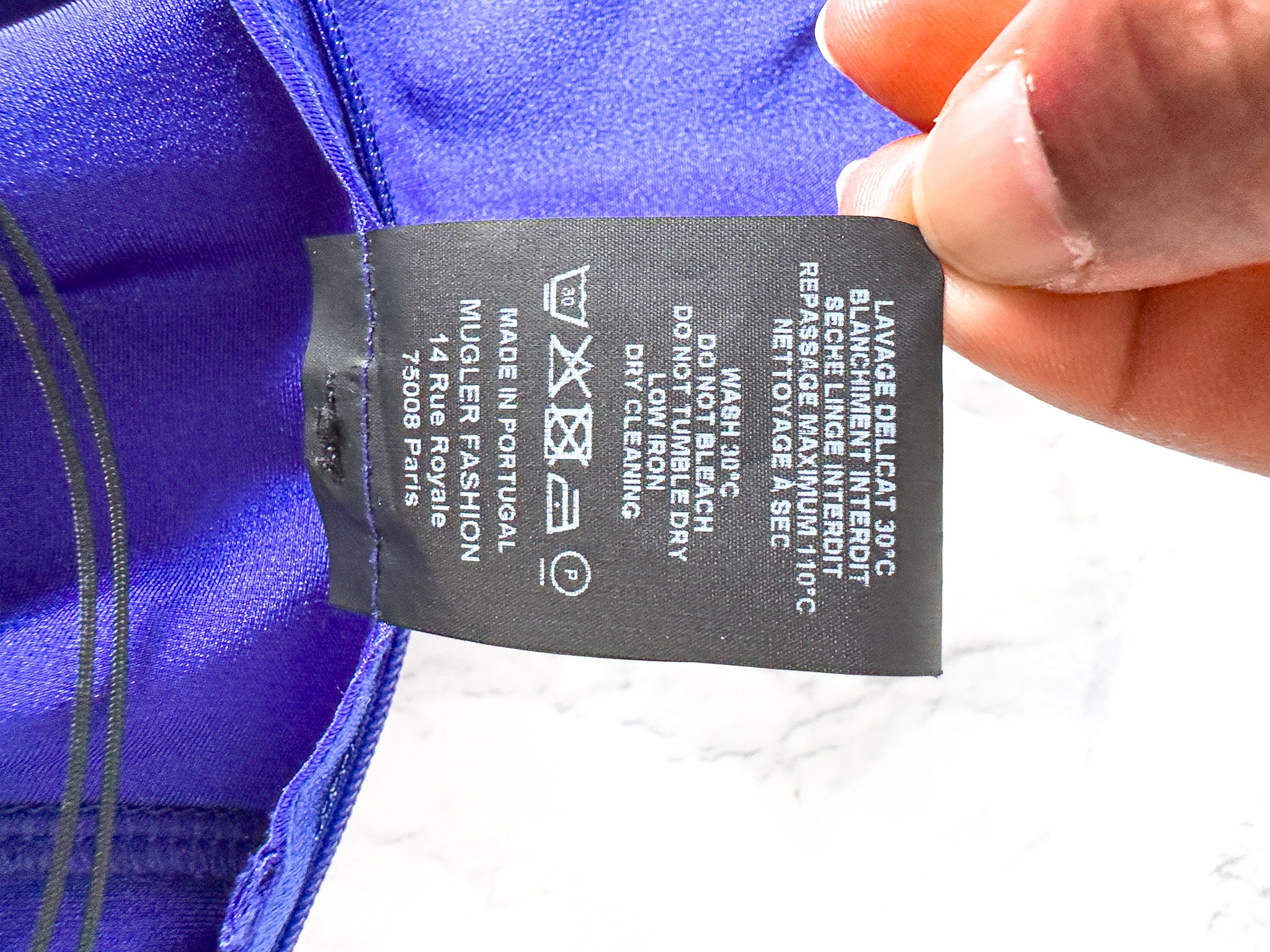 Mugler Alien Illusion Shaping Purple Logo Embossed Bodysuit