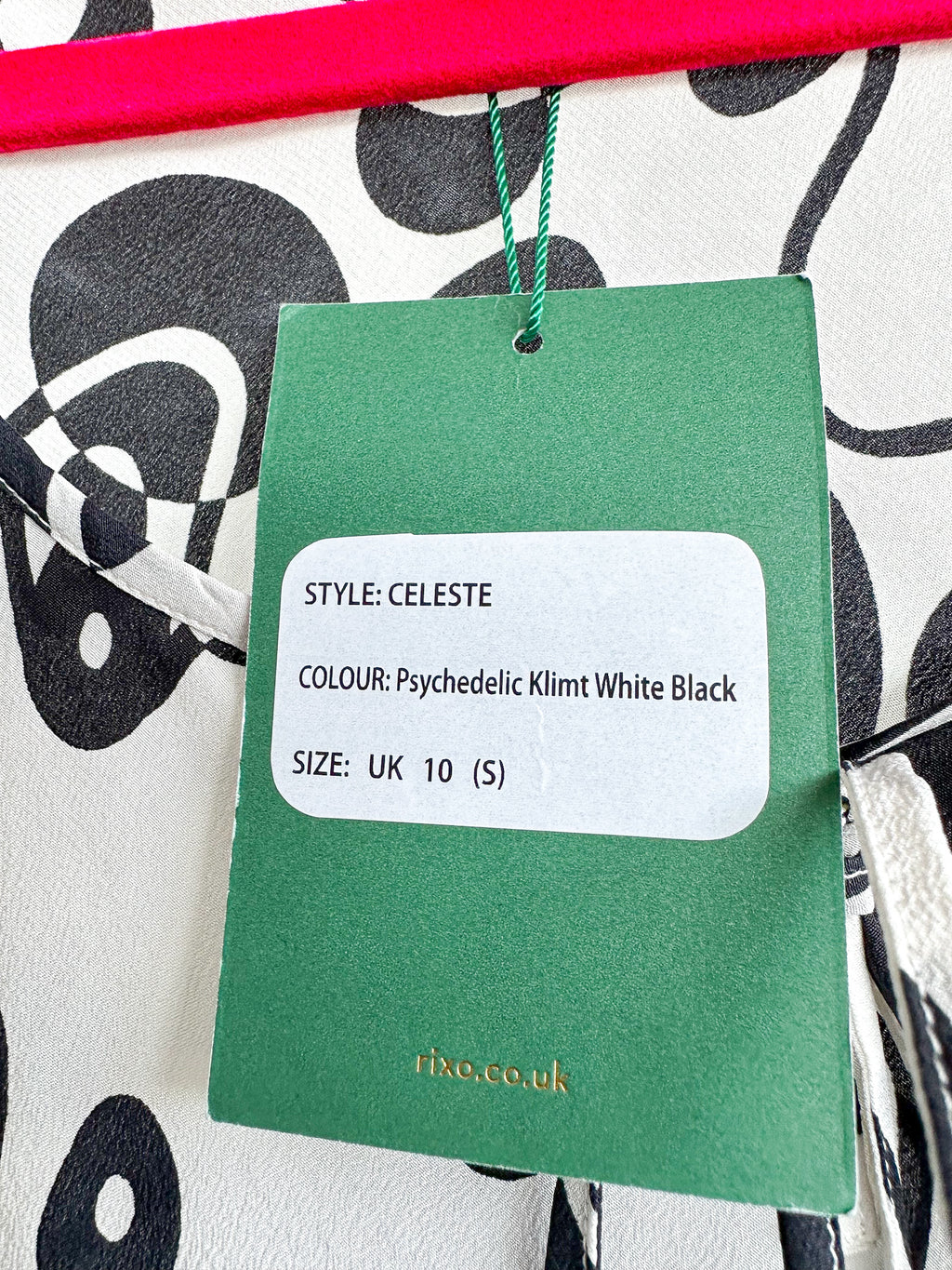 Rixo London Celeste Psychedelic Monochrome Klimt Silk Summer Mini Dress - House Of Huntington