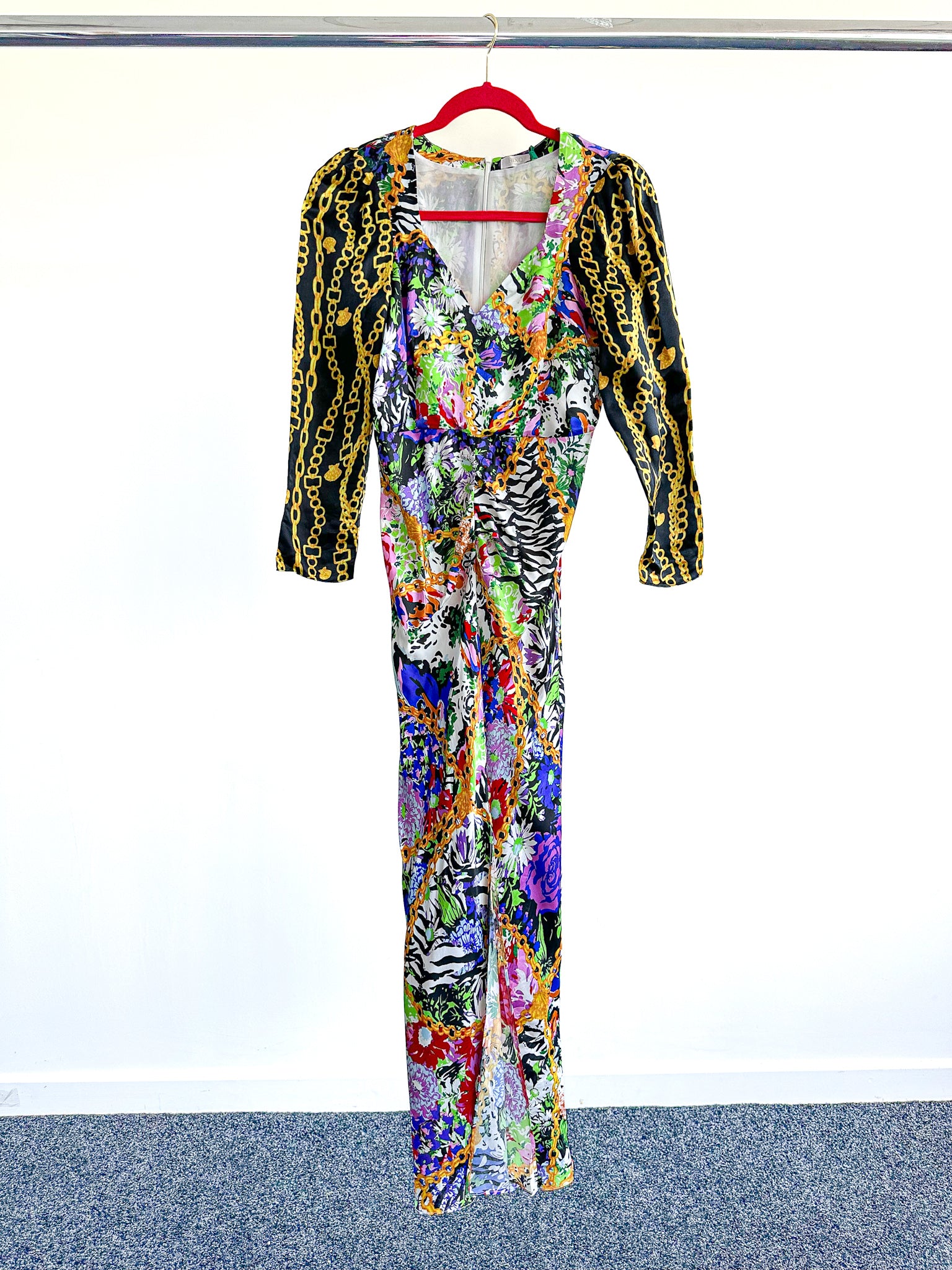 Rixo London Madonna Silk Floral Chain Mixed Satin Wrap Dress - House Of Huntington