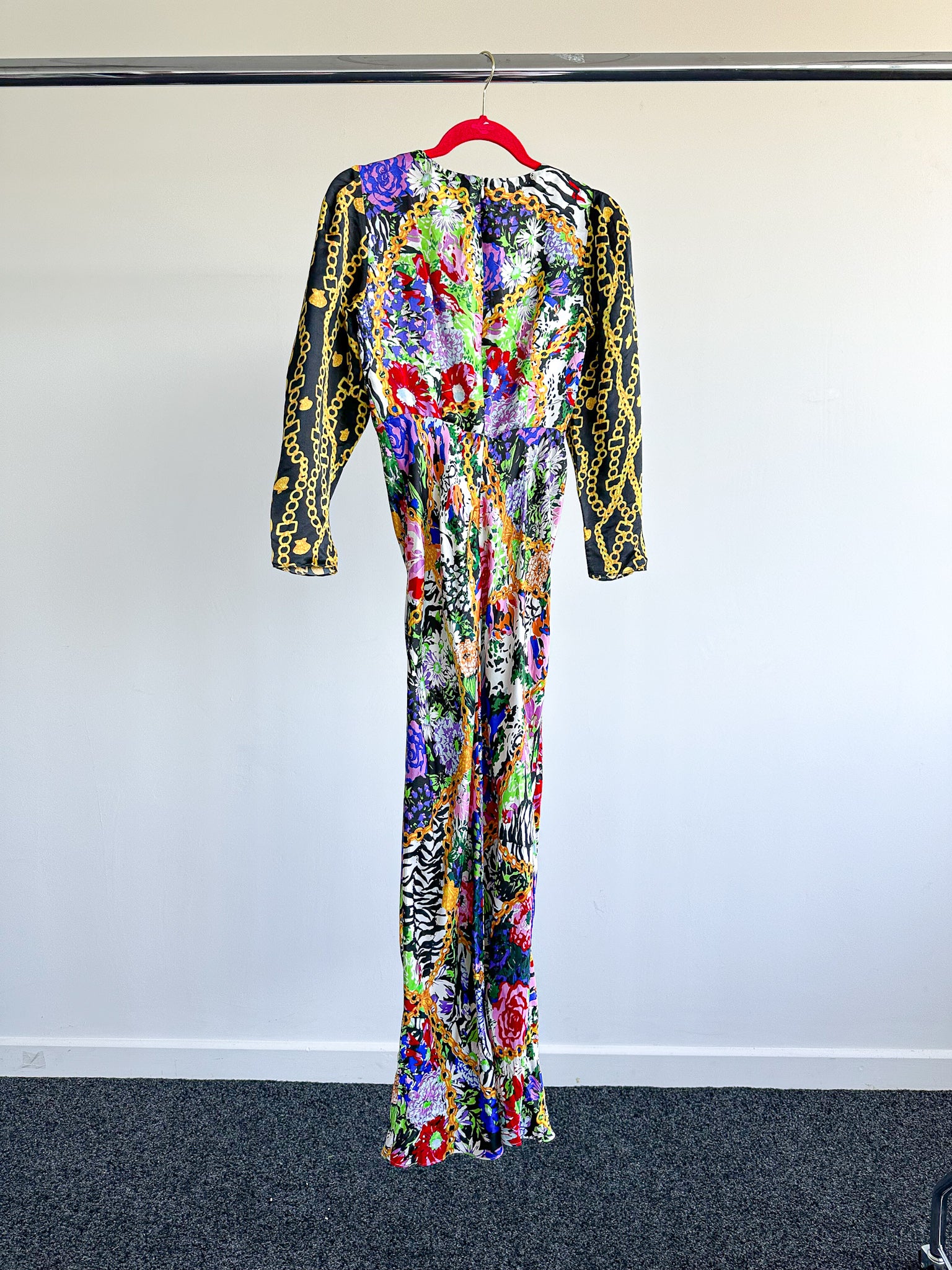 Rixo London Madonna Silk Floral Chain Mixed Satin Wrap Dress - House Of Huntington