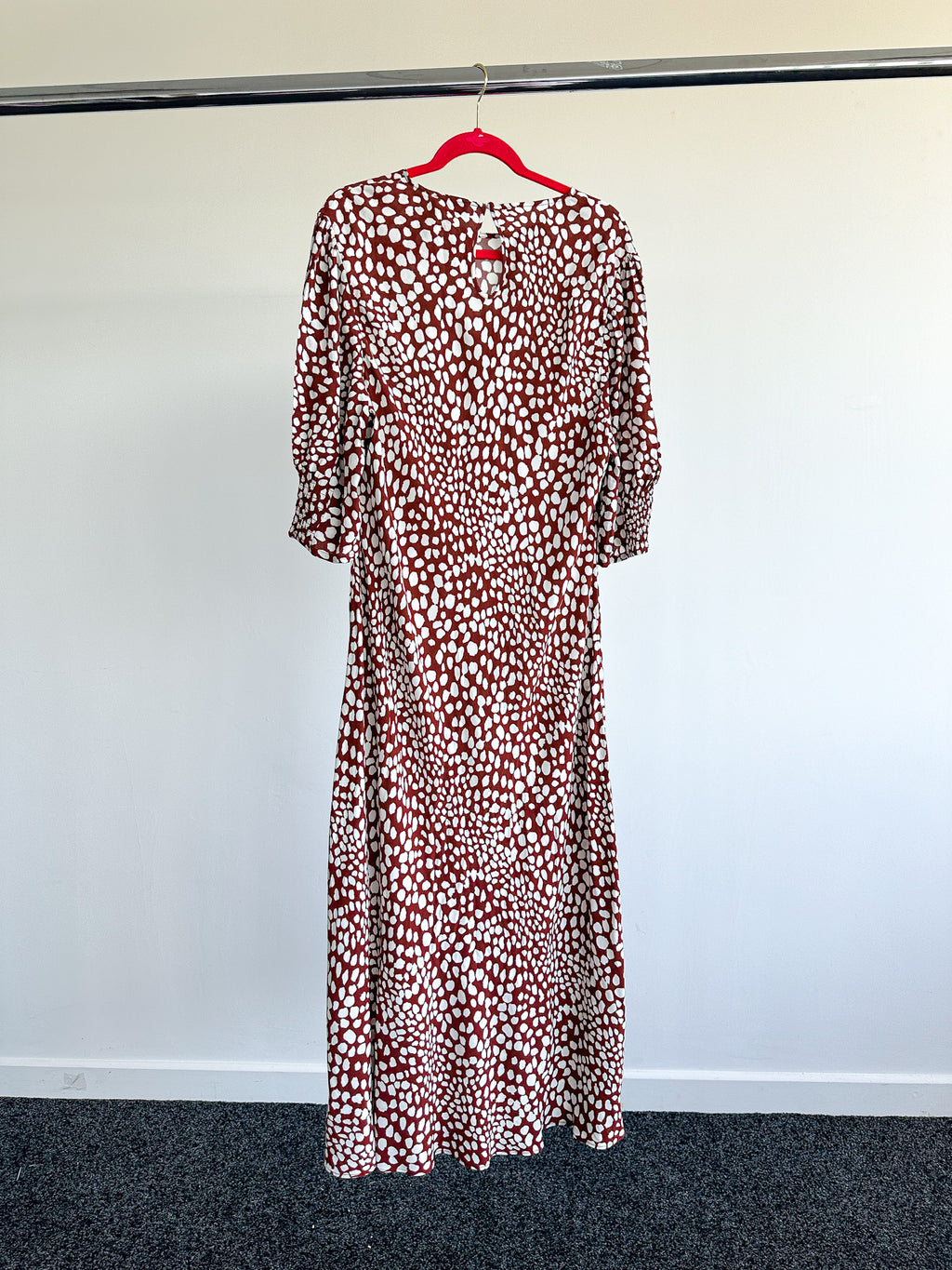 Rixo London Jess Spotted Puff Sleeve Brown Summer Maxi Dress - House Of Huntington