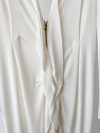 16ARLINGTON Marfil Blanco Minelli Feather Trim Crepe Netted Detalle Vestido de Novia Sin Tirantes