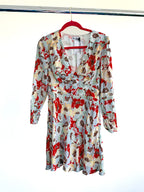 Rixo London Jules Poppies Floral Print Button Front V-Neck Summer Mini Dress - House Of Huntington