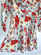 Rixo London Jules Poppies Floral Print Button Front V-Neck Summer Mini Dress - House Of Huntington