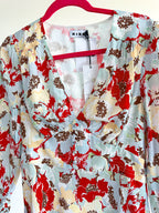 Rixo London Jules Poppies Floral Print Button Front V-Neck Summer Mini Dress - House Of Huntington