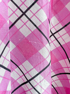 RIXO London Mariana Pink Check Print Ruffle Neck Silk Midi Dress - House Of Huntington