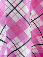 RIXO London Mariana Pink Check Print Ruffle Neck Silk Midi Dress - House Of Huntington