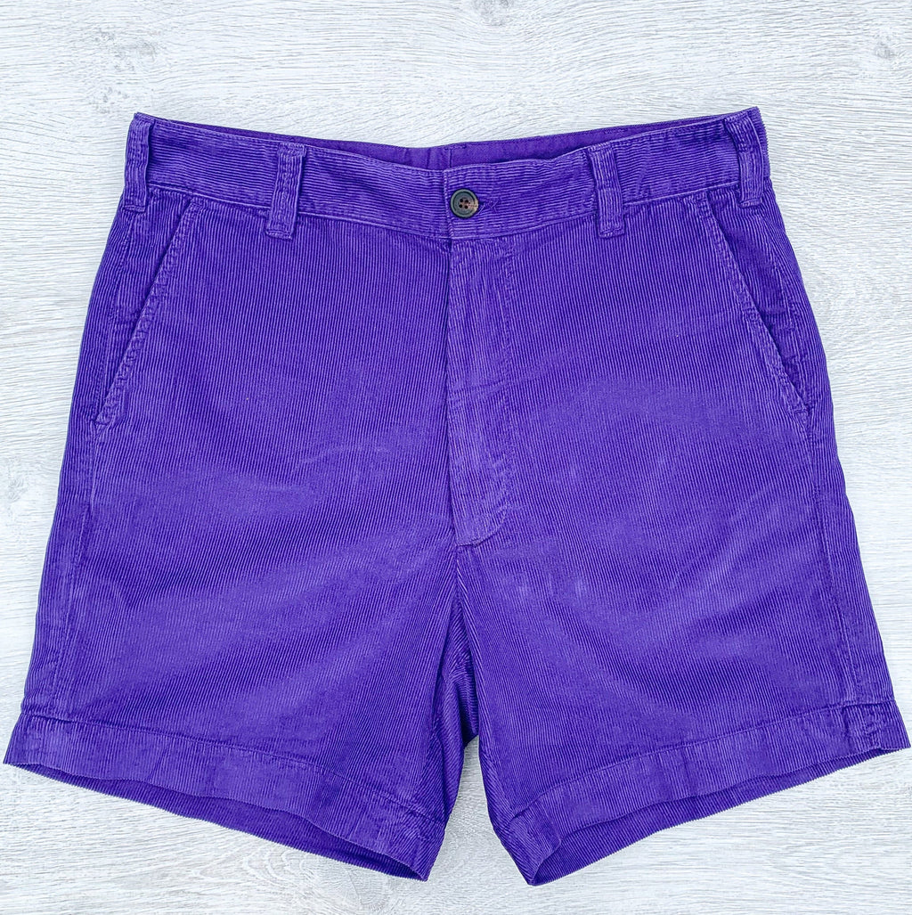 Drake's Purple Needle Cord Cotton Corduroy Chino Shorts - House Of Huntington