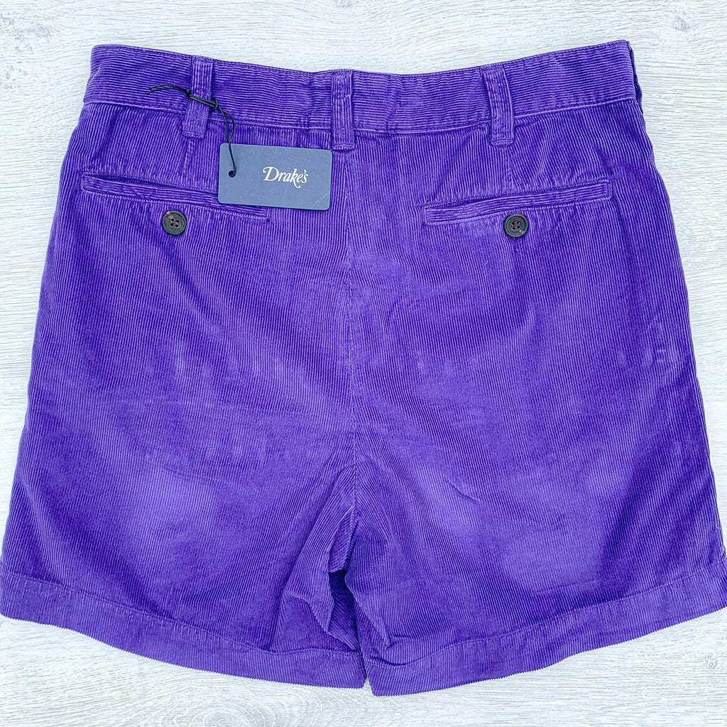 Drake's Purple Needle Cord Cotton Corduroy Chino Shorts - House Of Huntington